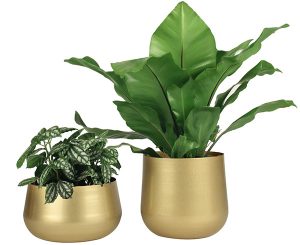gold metal flower pots